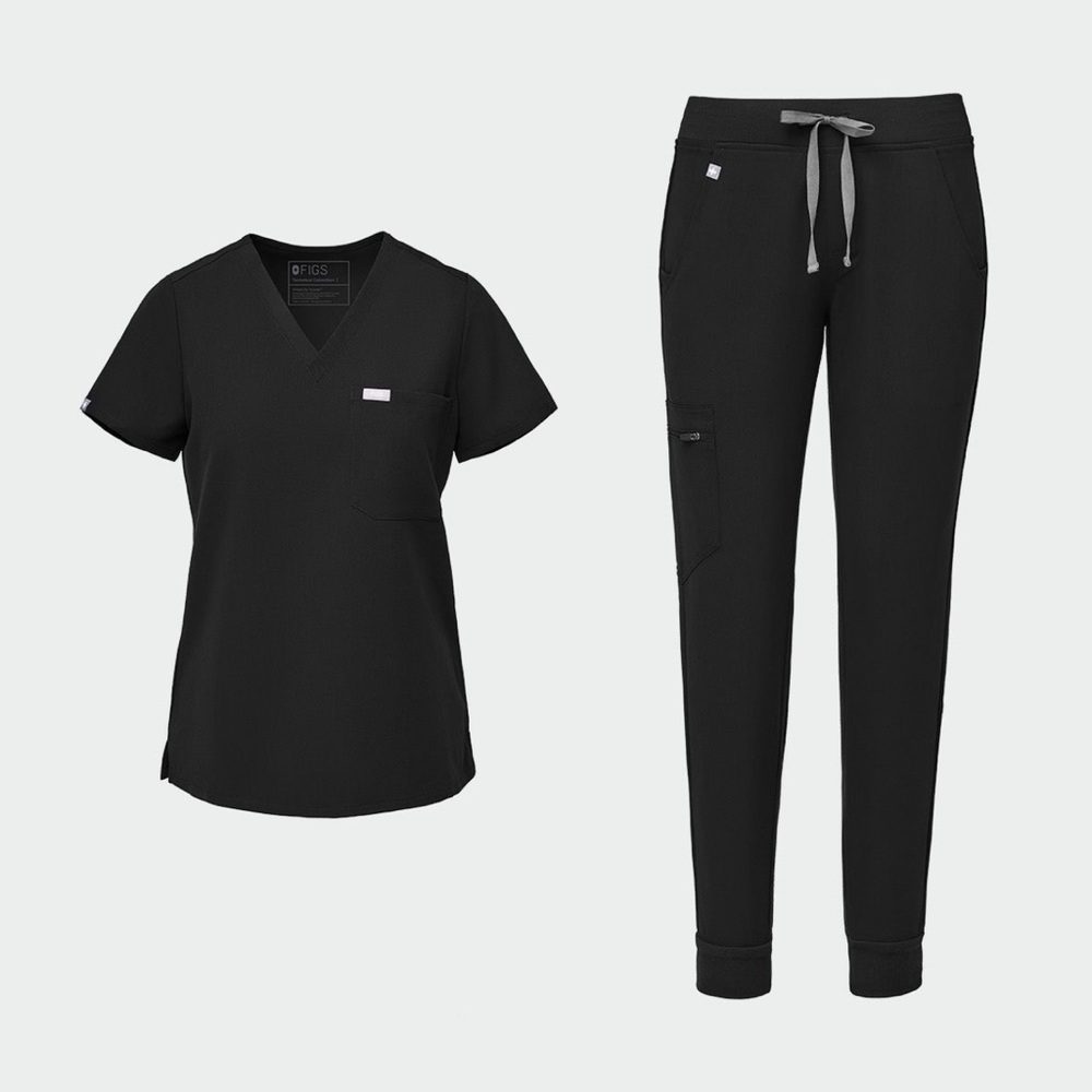 TOP ONLY Figs Black Catarina Top